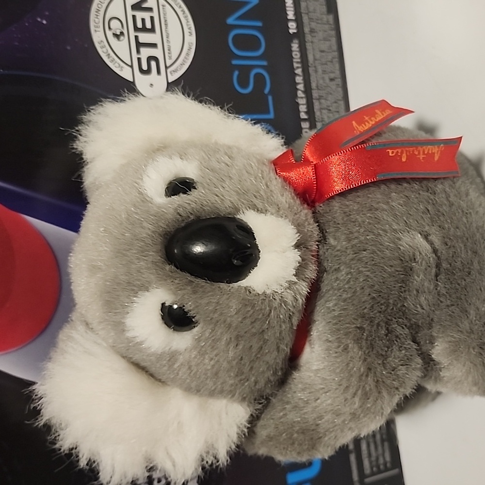 Gray Koala Plush with Red Ribbon